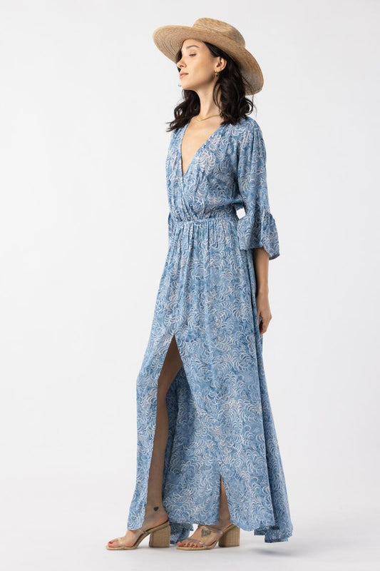 SALE TIARE HAWAII SURRY MAXI DRESS BATIK DREAMS CHAMBRAY ONE SIZE