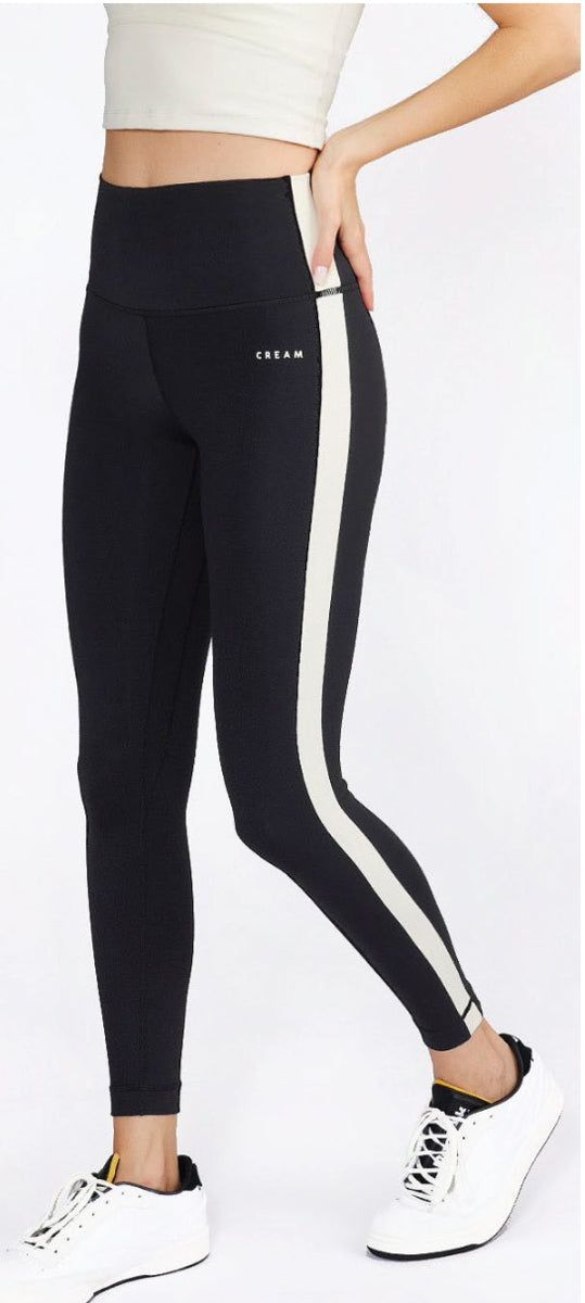 CREAM YOGA HANA 7/8 SIDE STRIPE LEGGING BLACK