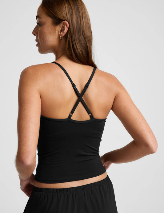 BEYOND YOGA COWL NECK TANK BLACK