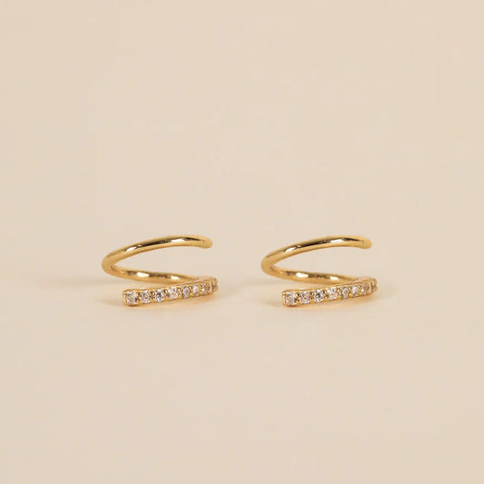 JAXKELLY PAVE SPIRAL GOLD EARRINGS