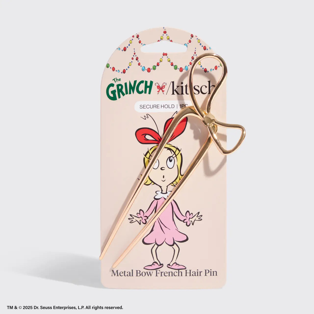 KITSCH The Grinch X Kitsch Gold Bow French Hair Pin