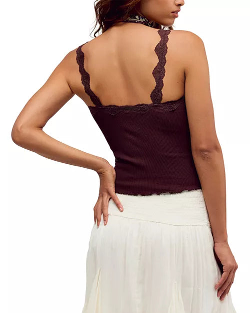 FREE PEOPLE SPRING FEVER CAMI PAINTED CHOCOLATE