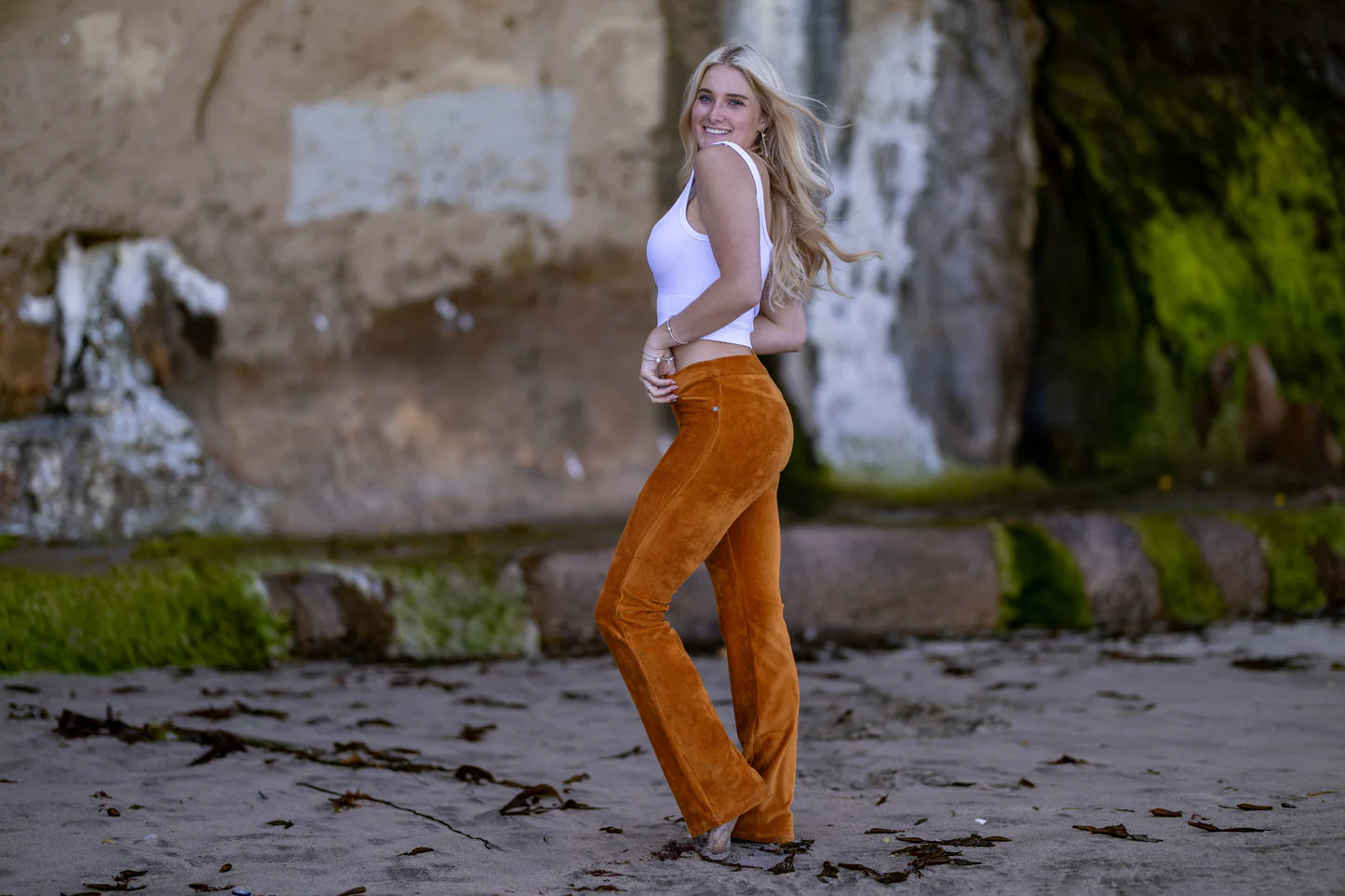 GODDESSWEAR CORDUROY 886 CLASSIC FLARE PANT HIGH WAIST LONG LENGTH