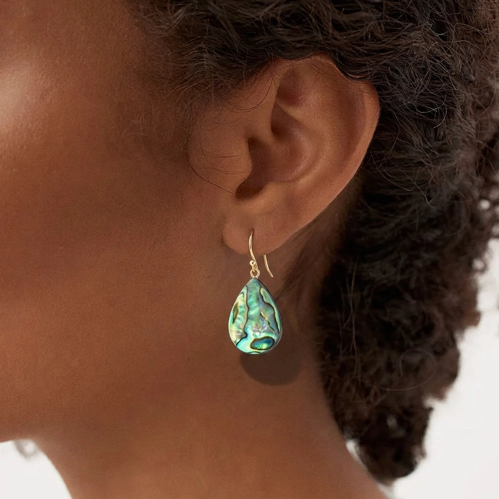 FLYING LIZARD DELICATE ABALONE EARRINGS 14K GF