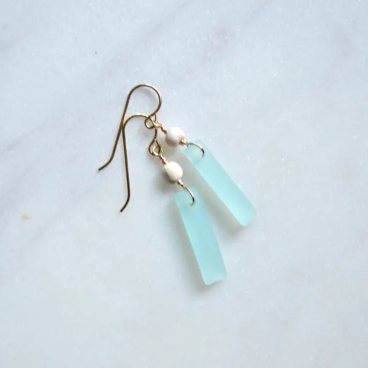  Mini Frosted Glass Rectangle Earrings SS