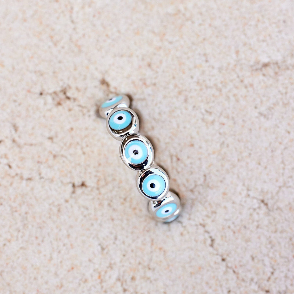 PURA VIDA PROTECTIVE EVIL EYE BAND RING