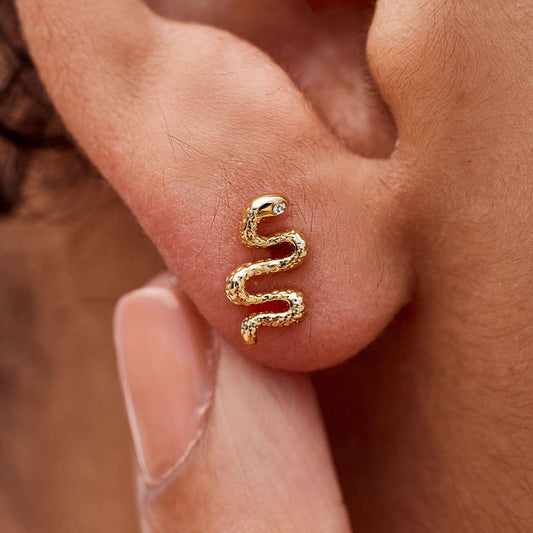 PURA VIDA SNAKE STUD EARRINGS GOLD