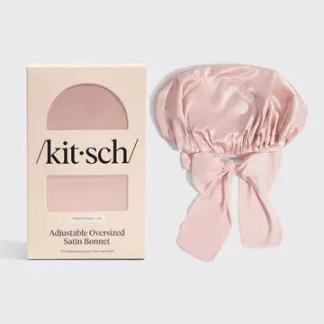 KITSCH Adjustable Oversized Satin Bonnet- Blush