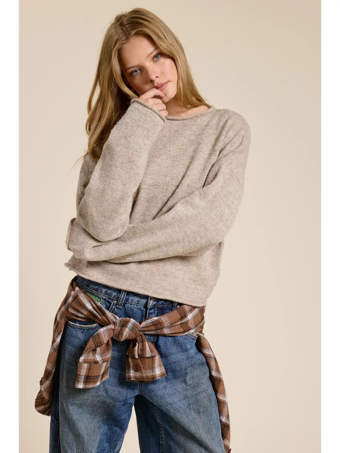 MIMOSA Essential Pullover Sweater Top Cappuccino