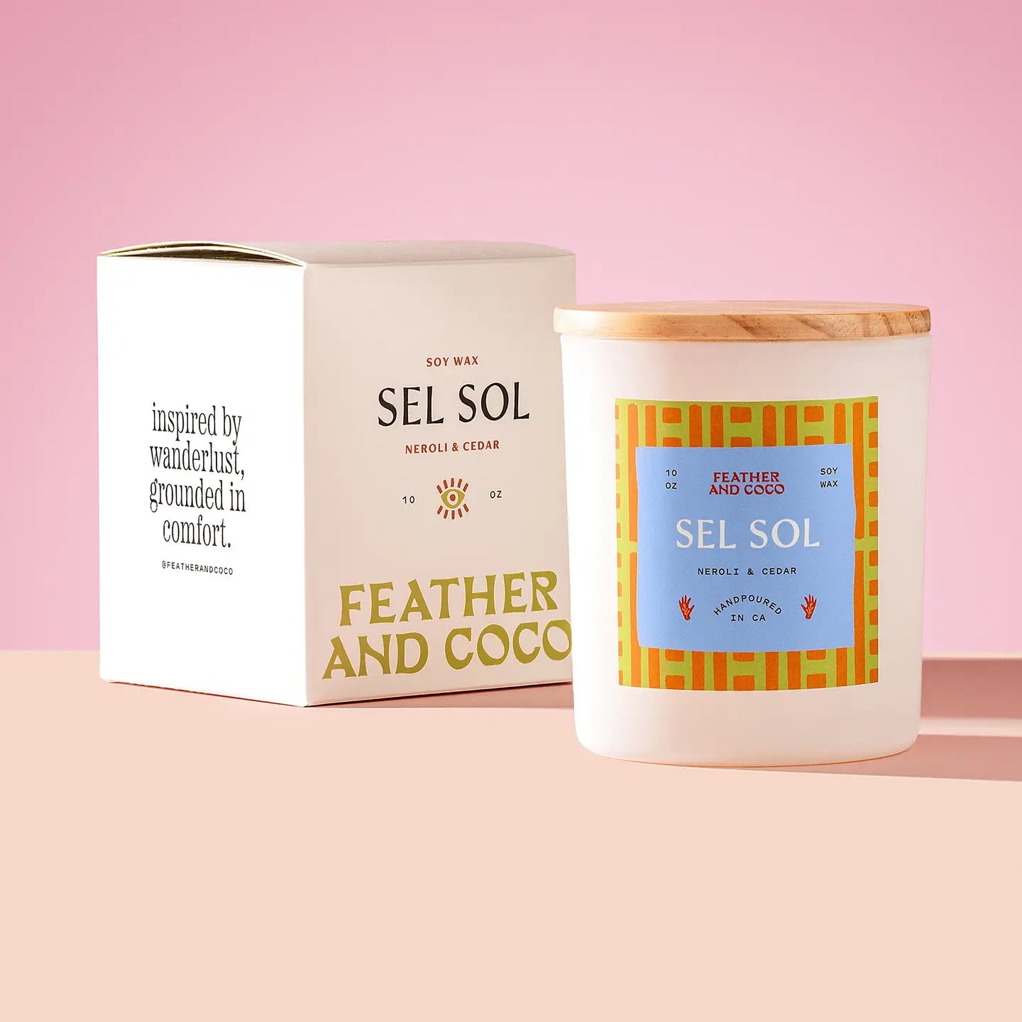 FEATHER AND COCO SEL SOL CANDLE 7 OUNCE