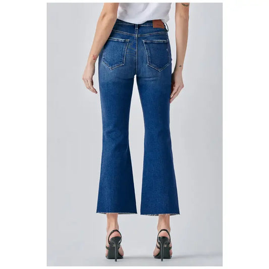 HIDDEN JEAN HAPPI HIGH RISE CROP FLARE DARK BLUE