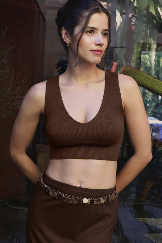 NIKIBIKI Plunge V-Neck Crop Top Fig