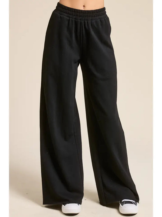MIMOSA Wide Leg Cotton Sweatpant Black