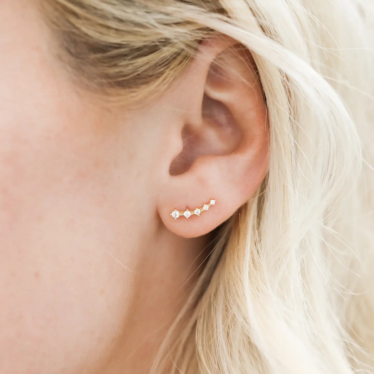 JAXKELLY Crawler - White Cz - Gold Earrings