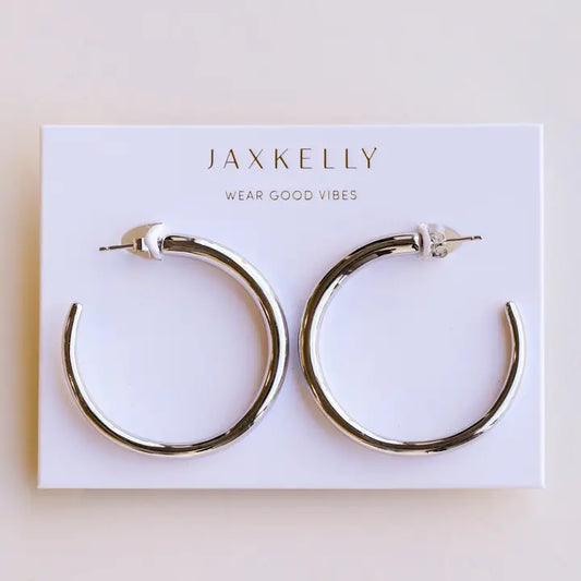 JAXKELLY EVERYDAY SILVER HOOPS LARGE
