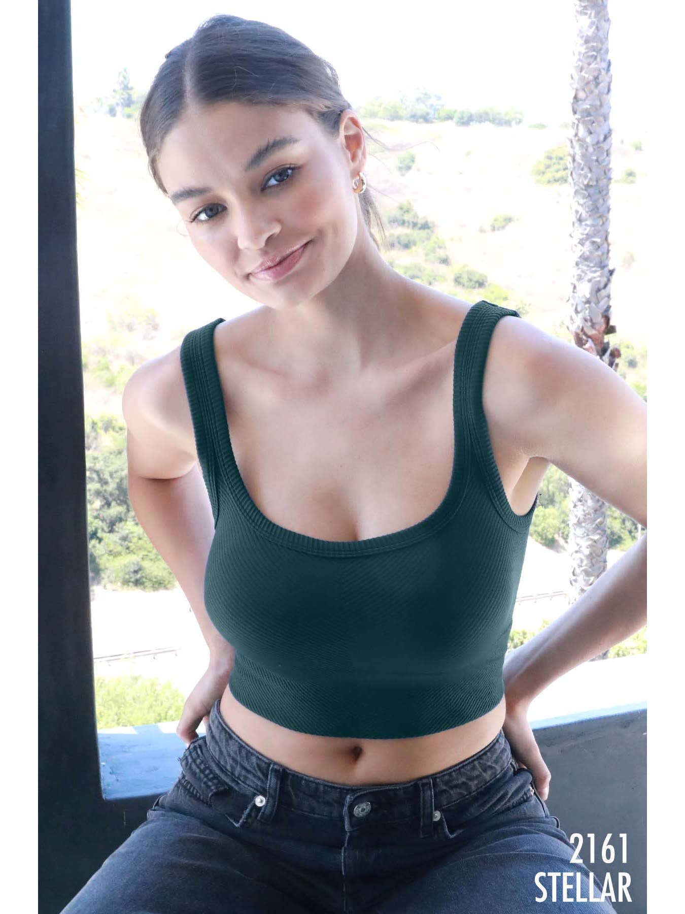 NIKIBIKI Chevron Ribbed Crop Top Stellar