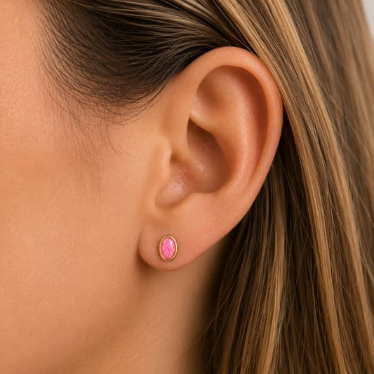 JAXKELLY Oval Bezel-Pink Opal