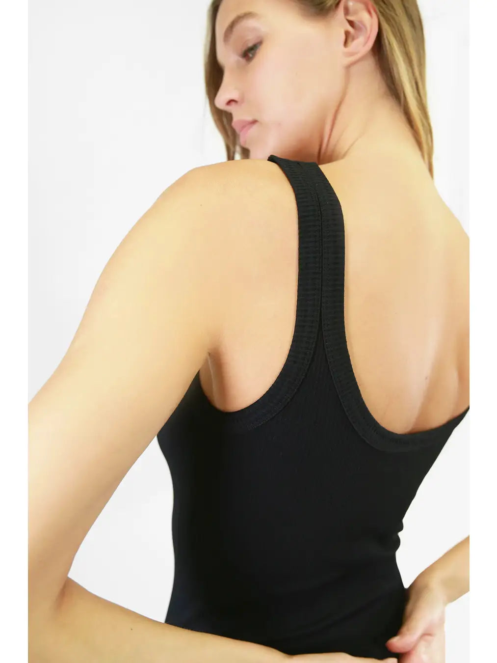 NIKIBIKI Ribbed Ribbed Scoop NecK Bodysuit BLACK