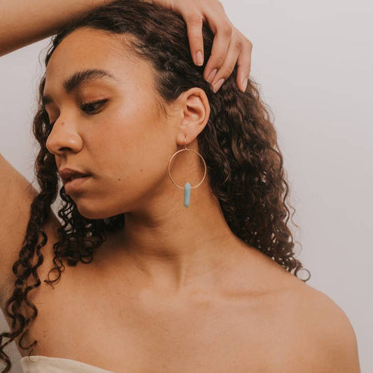 JAXKELLY AMAZONITE HOOPS