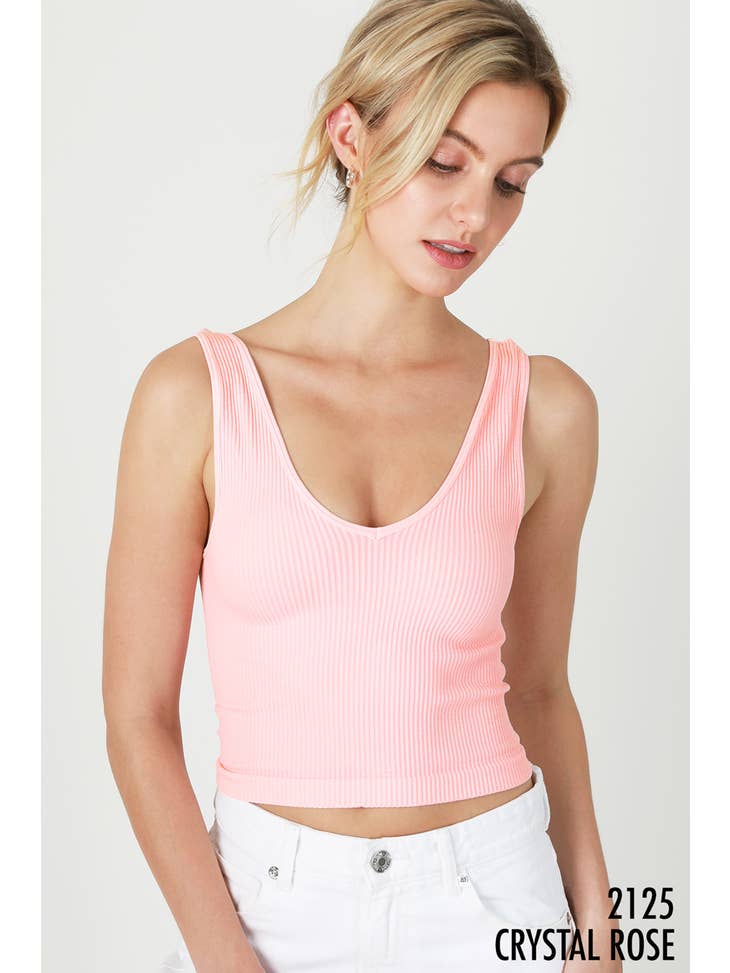 NIKIBIKI Reversible Ribbed Crop Top Crystal Rose