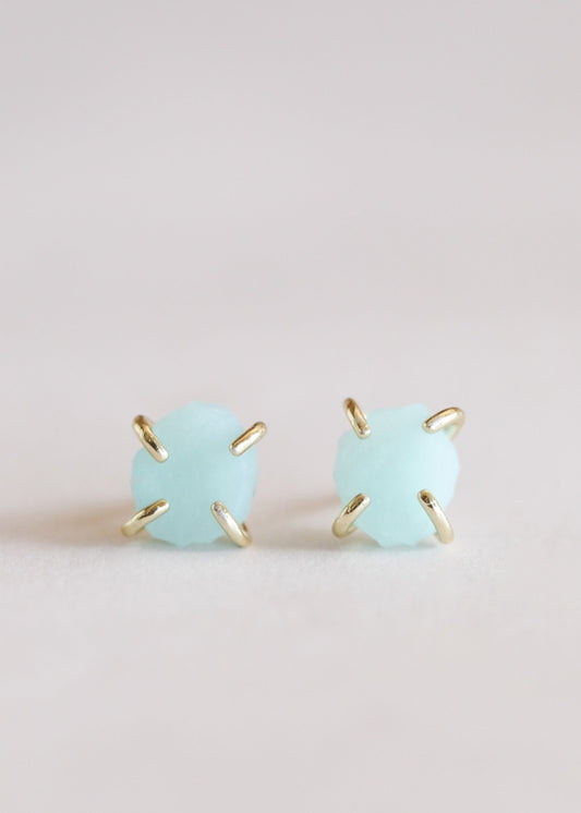 JAXKELLY GEMSTONE PRONG AMAZONITE EARRINGS