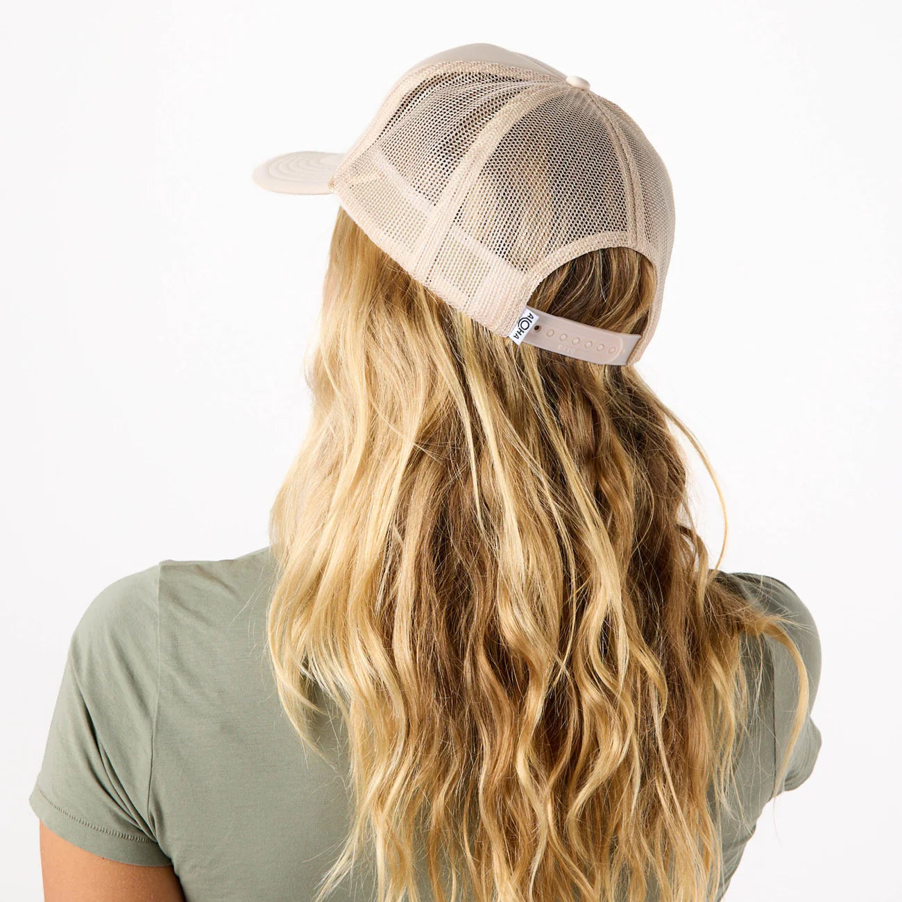 ALOHA COLLECTION ALOHA LEI ALOHA TRUCKER HAT SANDSTONE 2