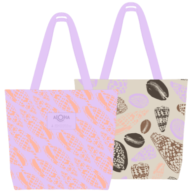 ALOHA COLLECTION MITER LINEUP REVERSIBLE TOTE NECTARINE LAVENDER