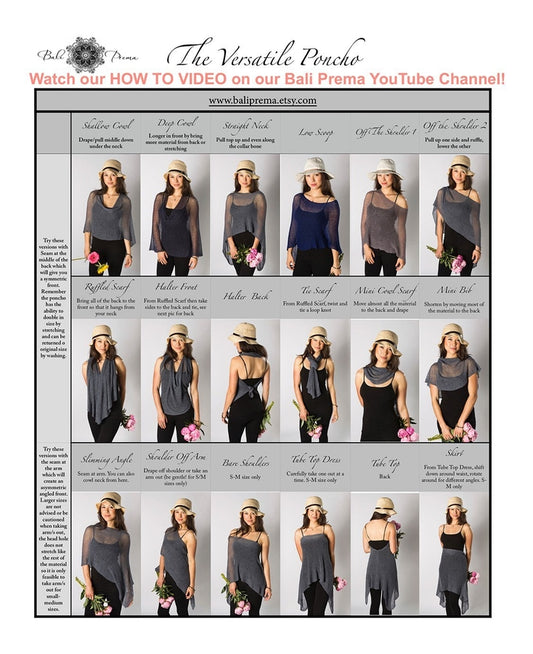 BALI PREMA Lightweight Knit Beach Shrug Cover Up Poncho Shawl