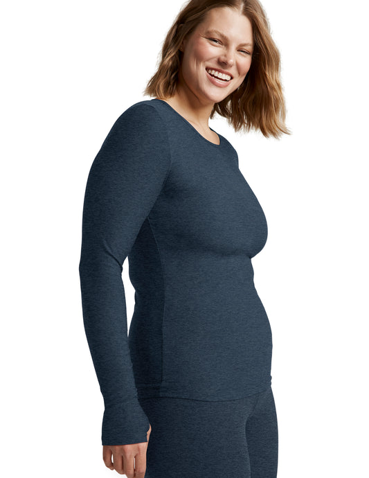 BEYOND YOGA CLASSIC CREW PULLOVER NOCTURNAL NAVY