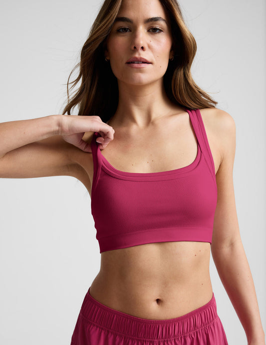 BEYOND YOGA SEAMLESS MOVES LAYERED BRA SANGRIA