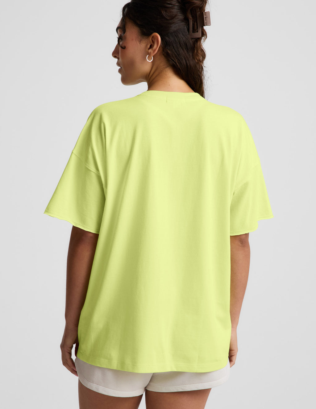 BEYOND YOGA SOFTKNIT BETTER THAN EVER OVERSIZED V-NECK COTTON TEE ELECTRIC LIME