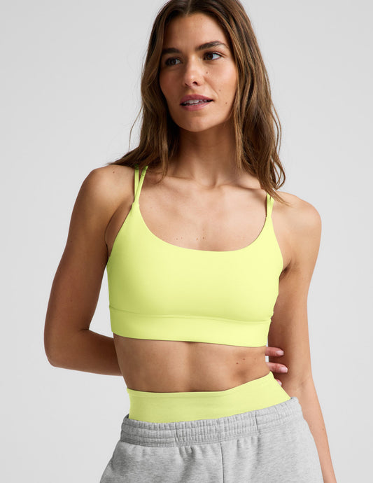 BEYOND YOGA SPACEDYE BACK TO IT STRAPPY BRA ELECTRIC LIME HEATHER