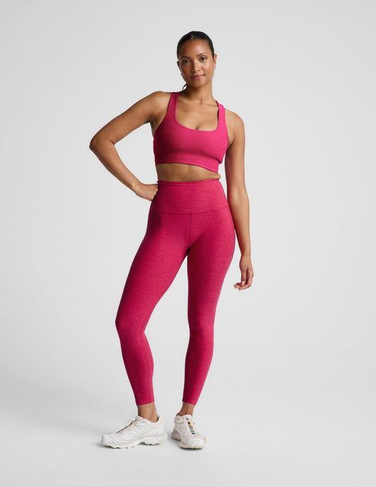 BEYOND YOGA SPACEDYE CAUGHT IN THE MIDI HIGH WAIST LEGGING BERRY RED HEATHER