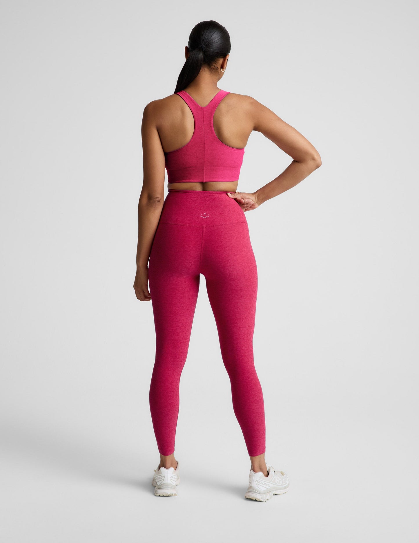 BEYOND YOGA SPACEDYE CAUGHT IN THE MIDI HIGH WAIST LEGGING BERRY RED HEATHER