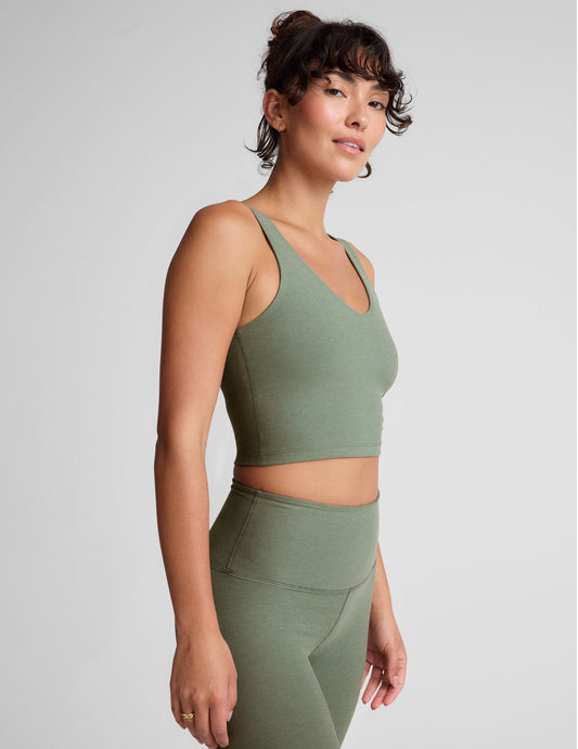 BEYOND YOGA SPACEDYE GOOD DAY CROPPED TANK Grey Sage Heather