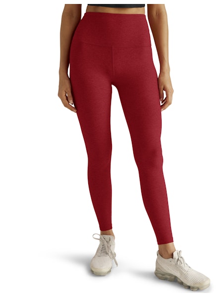 BEYOND YOGA SPACEDYE HIGH WAIST CAUGHT IN THE MIDI LEGGING RUBY RED HEATHER