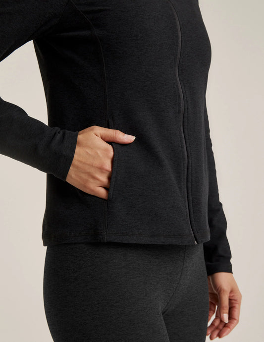 BEYOND YOGA SPACEDYE ON THE GO MOCK NECK JACKET DARKEST NIGHT