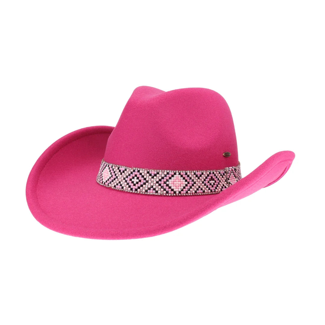 CC BEANIE Las Cruces Vegan Fabric Cowboy Hot Pink
