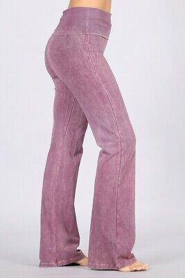 CHATOYANT MINERAL WASH BOOTCUT FLARE ROLL DOWN PANT DUSTY ROSE