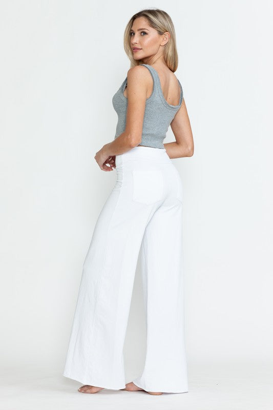 CHATOYANT WIDE LEG STRETCH PANT WHITE