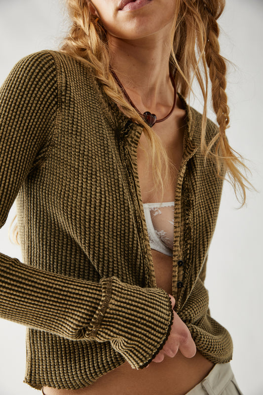FREE PEOPLE COLT LONG SLEEVE TOP ARMY GREEN