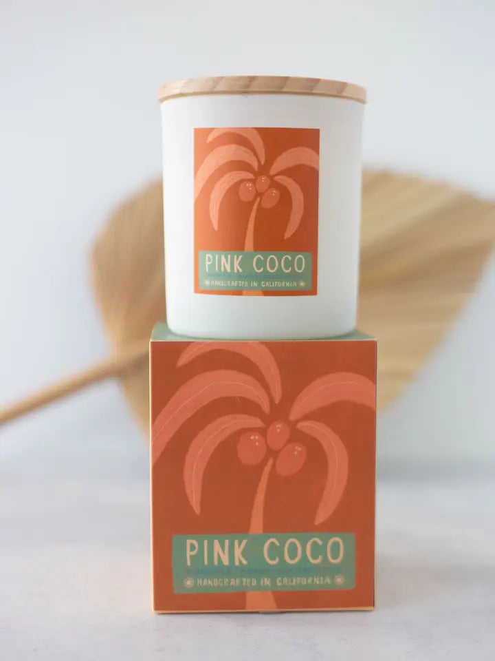 FEATHER AND COCO PINK COCO CANDLE 7 OUNCE