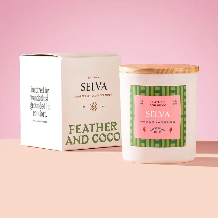 FEATHER AND COCO SELVA CANDLE 10 OUNCE