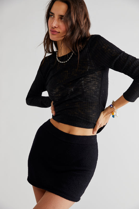 FREE PEOPLE AURA LAYERING TOP BLACK
