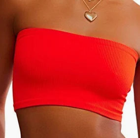 FREE PEOPLE AMELIA BANDEAU TOP FIERY RED