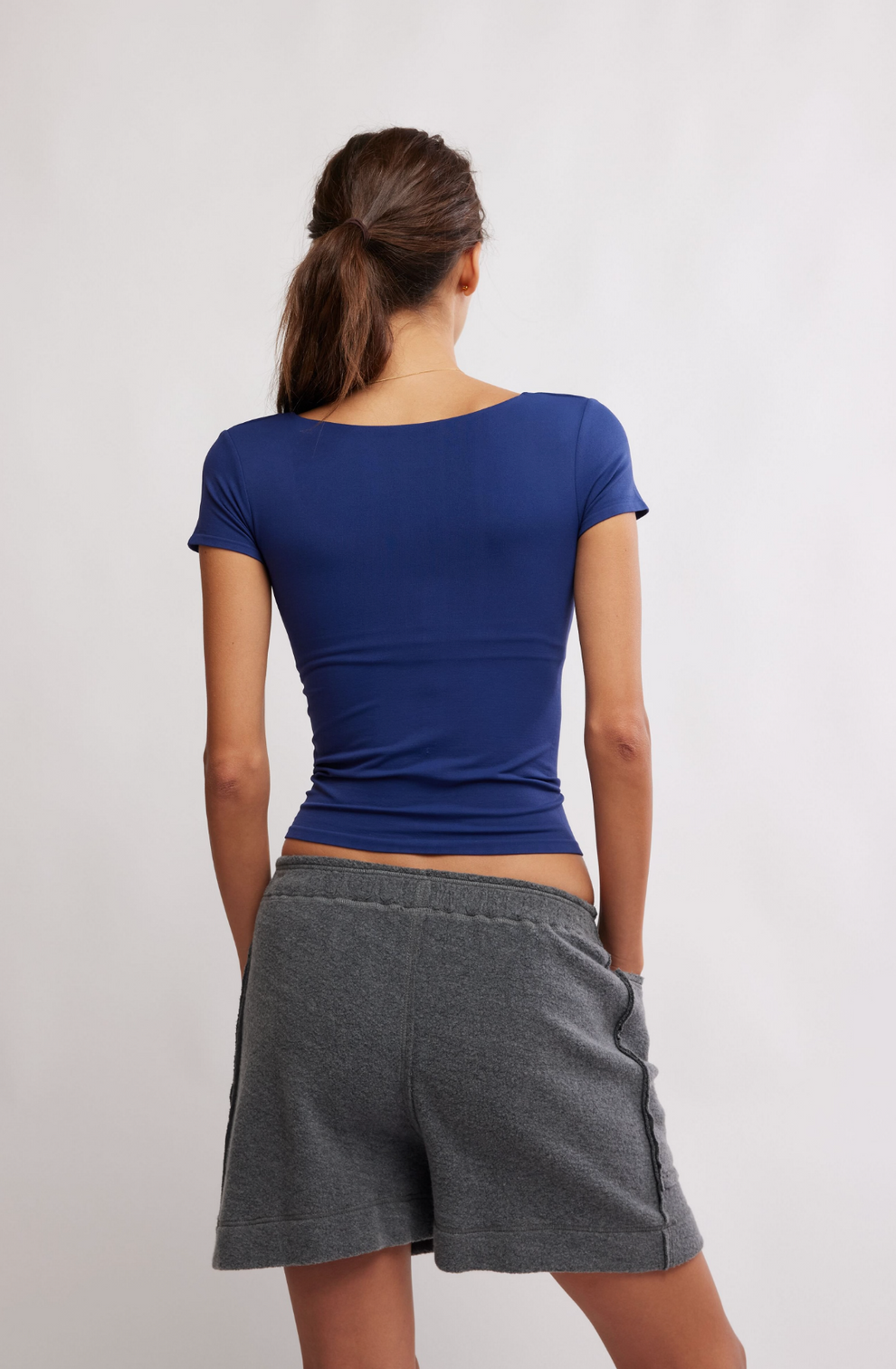 FREE PEOPLE CLEAN LINES BABY TEE INDIGO PURA