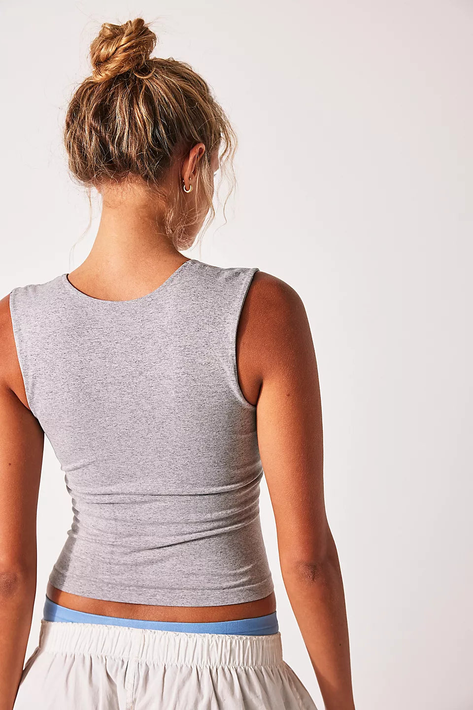 FREE PEOPLE CLEAN LINES MUSCLE CAMI HEATHER GREY