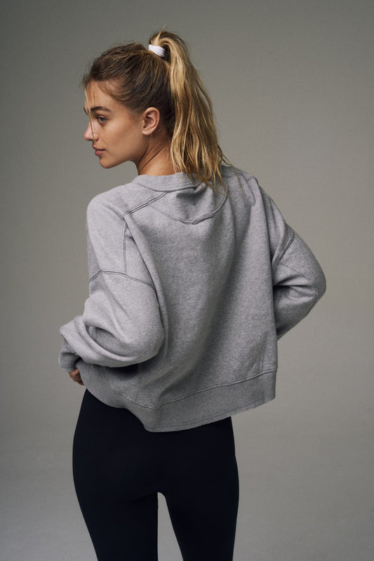 FREE PEOPLE INTERCEPT PULLOVER WHITE HEATHER GREY