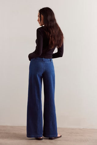 FREE PEOPLE LIBRE WIDE LEG JEANS LOCK AND KEY