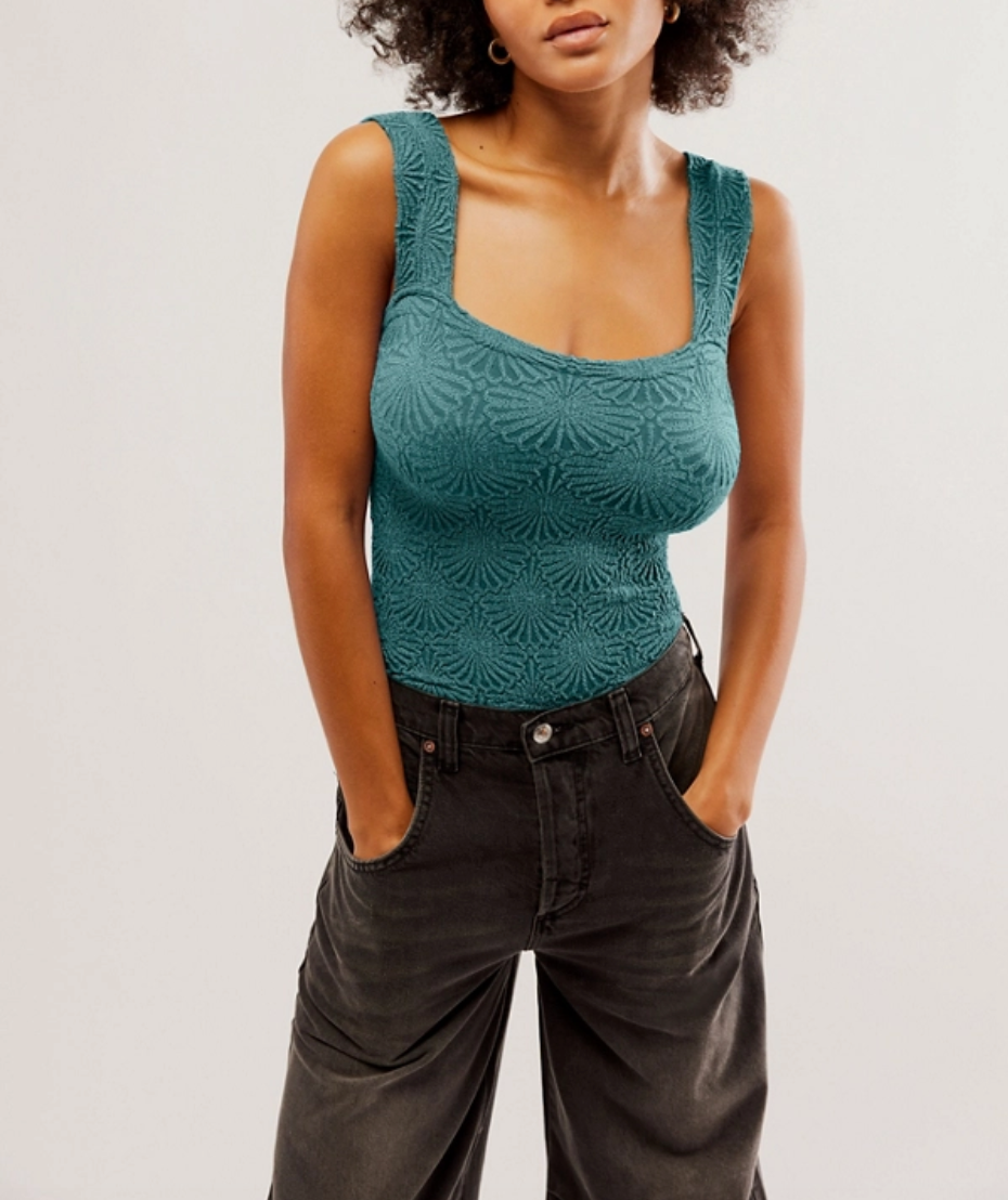 FREE PEOPLE LOVE LETTER CAMI MINERAL BLUE